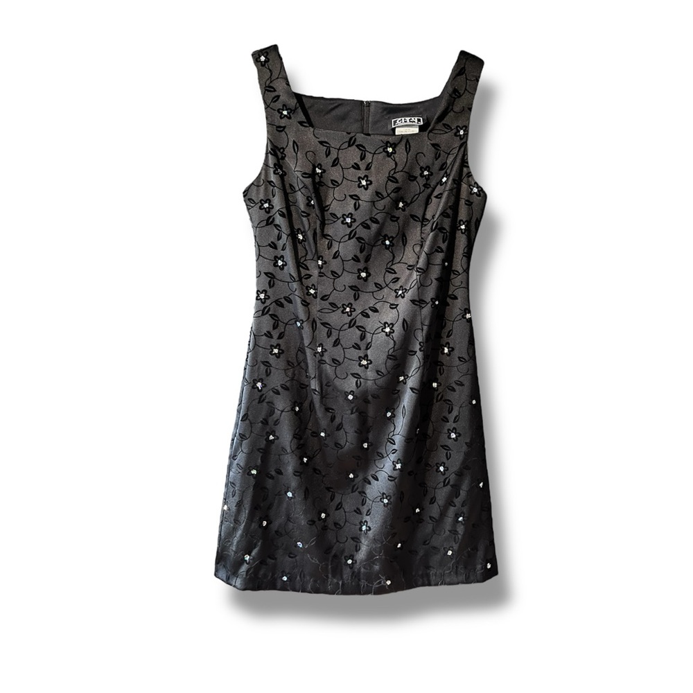 Black Floral Y2K Square Neck Mini Formal Dress